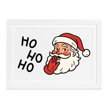 Weihnachtsmann winkt mit Cartoon Weihnachtsstimmung - Gerahmtes Poster (37 × 27 cm) - Weiß - Vorne