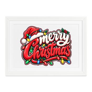 Weihnachtszauber mit Lichterketten - Gerahmtes Poster (37 × 27 cm) - Weiß - Vorne