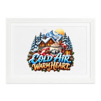 Goldene Winterlandschaft mit Kakao - Gerahmtes Poster (37 × 27 cm) - Weiß - Vorne