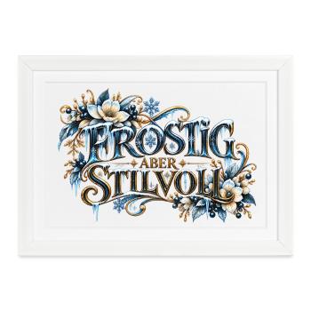 Frostig, aber stilvoll – Das eisige Winteremblem - Gerahmtes Poster (37 × 27 cm) - Weiß - Vorne