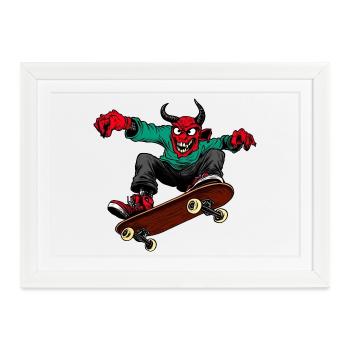 Teufel Freestyler - Gerahmtes Poster (37 × 27 cm) - Weiß - Vorne