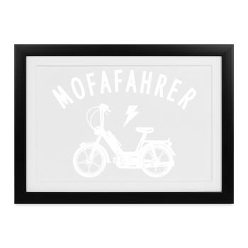 Mofa Moped Mofafahrer Mopedfahrer Mokick - Gerahmtes Poster (37 × 27 cm) - Schwarz - Vorne