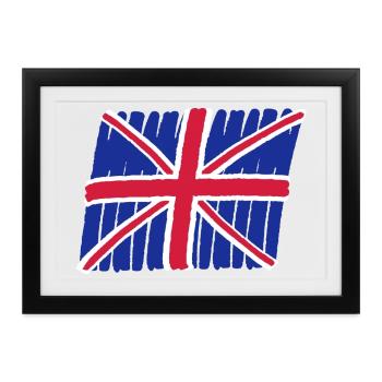 UK GB Flag 3-color - Gerahmtes Poster (37 × 27 cm) - Schwarz - Vorne