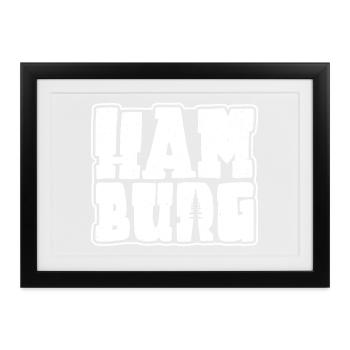 Hamburg Souvenir Design Hansestadt Hamburg - Gerahmtes Poster (37 × 27 cm) - Schwarz - Vorne