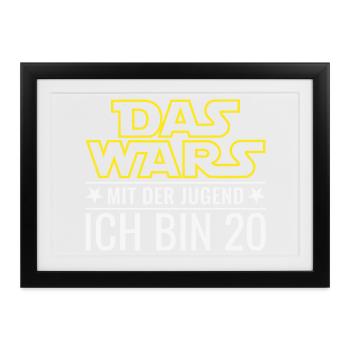20. Geburtstag Das wars mit der Jugend  - Gerahmtes Poster (37 × 27 cm) - Schwarz - Vorne