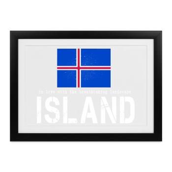 Island Iceland - Gerahmtes Poster (37 × 27 cm) - Schwarz - Vorne
