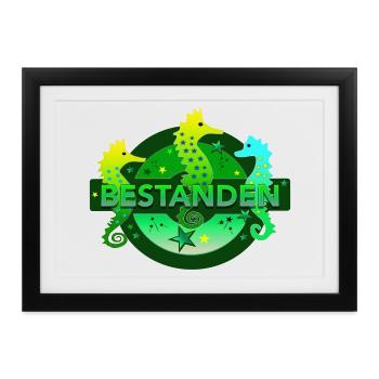 bestanden Seepferdchen Schwimmabzeichen Prüfung - Gerahmtes Poster (37 × 27 cm) - Schwarz - Vorne