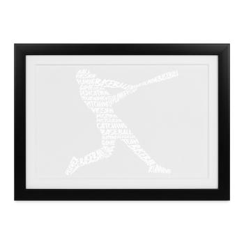 Baseball Baseballer Jungen Baseballspieler - Gerahmtes Poster (37 × 27 cm) - Schwarz - Vorne