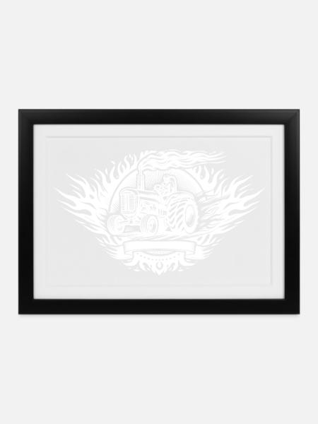 Tractor Pulling Logo - Gerahmtes Poster (37 × 27 cm) - Schwarz