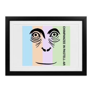 Chimpanzee in Pastell - Der intelligente Primat - Gerahmtes Poster (37 × 27 cm) - Schwarz - Vorne