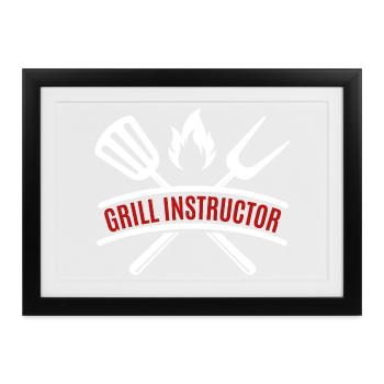 grill instructor - Gerahmtes Poster (37 × 27 cm) - Schwarz - Vorne
