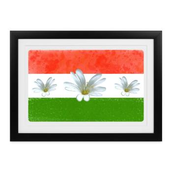 Ungarn Fahne ungarische Flagge - Gerahmtes Poster (37 × 27 cm) - Schwarz - Vorne