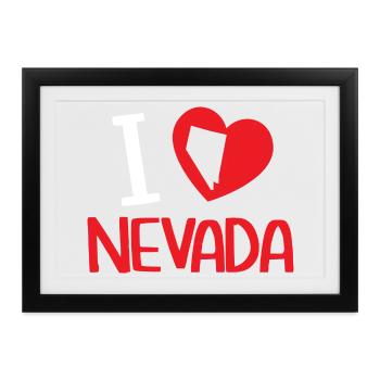 Ich liebe Nevada USA Staat Amerika Reisen Nevadan - Gerahmtes Poster (37 × 27 cm) - Schwarz - Vorne