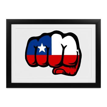 Chile Flagge Faust - Gerahmtes Poster (37 × 27 cm) - Schwarz - Vorne