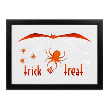 trick or treat Halloween - Gerahmtes Poster (37 × 27 cm) - Schwarz - Vorne