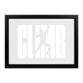 Klettern Berge Kletterer Bouldern Climbing - Gerahmtes Poster (37 × 27 cm) - Schwarz - Vorne