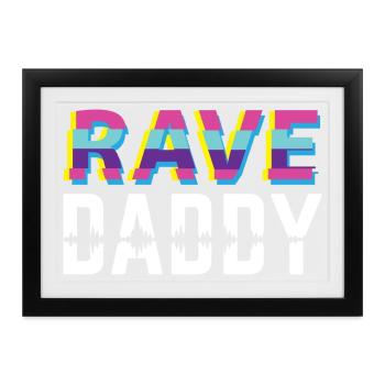 Rave Papa Techno Dad - Gerahmtes Poster (37 × 27 cm) - Schwarz - Vorne
