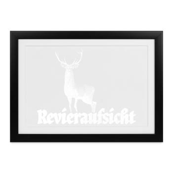 Revieraufsicht – Hirsch, Rotwild & Jagdrevier - Gerahmtes Poster (37 × 27 cm) - Schwarz - Vorne