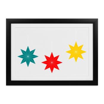 STERN. STERN. STERNE. FEST. JAHRESTAG. WEIHNACHTEN. - Gerahmtes Poster (37 × 27 cm) - Schwarz - Vorne