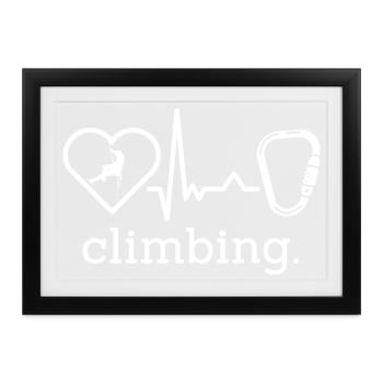 Klettern Kletterhalle Kletterer Bouldern - Gerahmtes Poster (37 × 27 cm) - Schwarz - Vorne