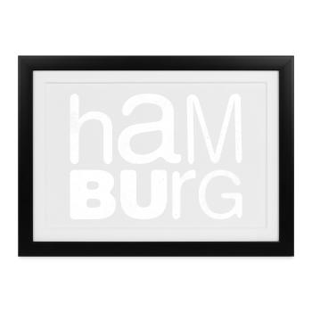 Hamburg Souvenir Norden Hansestadt Hamburg - Gerahmtes Poster (37 × 27 cm) - Schwarz - Vorne