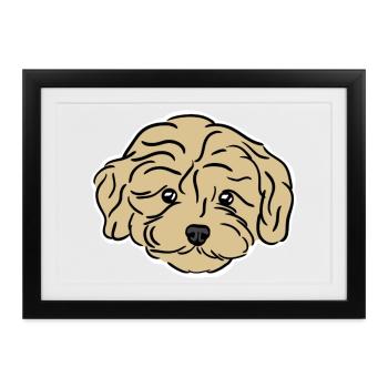 Doodle Puppy Head - Gerahmtes Poster (37 × 27 cm) - Schwarz - Vorne