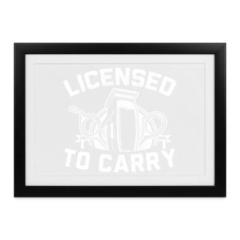 Lizenz zum Tragen Haareschneiden Frisur Barbier - Gerahmtes Poster (37 × 27 cm) - Schwarz - Vorne