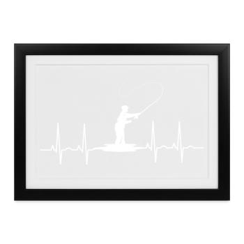 Angeln  - Gerahmtes Poster (37 × 27 cm) - Schwarz - Vorne