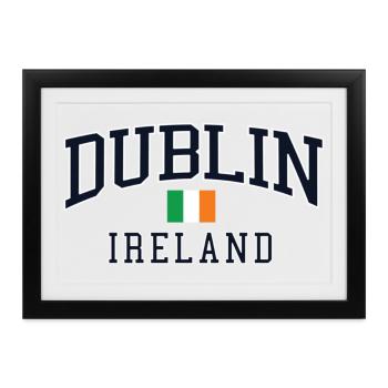 Dublin, Irland Grüne Flagge Weiß-Orange - Gerahmtes Poster (37 × 27 cm) - Schwarz - Vorne