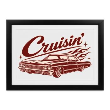 Cruisin’ Classic Car - Gerahmtes Poster (37 × 27 cm) - Schwarz - Vorne