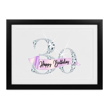 30. Geburtstag Glamour Diamanten Design - Gerahmtes Poster (37 × 27 cm) - Schwarz - Vorne