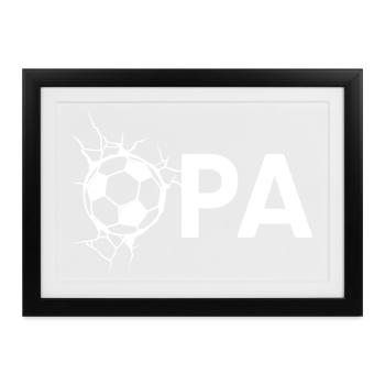Opa mit Fußball – Weiß - Gerahmtes Poster (37 × 27 cm) - Schwarz - Vorne