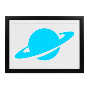 Blauer Ringplanet - Gerahmtes Poster (37 × 27 cm) - Schwarz - Vorne