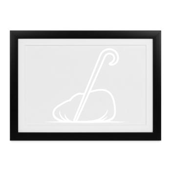 Gebogener Stock Minimal-Linienzeichnung - Gerahmtes Poster (37 × 27 cm) - Schwarz - Vorne