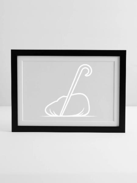 Gebogener Stock Minimal-Linienzeichnung - Gerahmtes Poster (37 × 27 cm) - Schwarz - Vorne