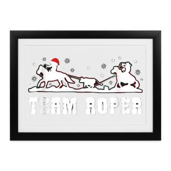 Team Roper Rodeo Cowboy Lasso Weihnachten - Gerahmtes Poster (37 × 27 cm) - Schwarz - Vorne