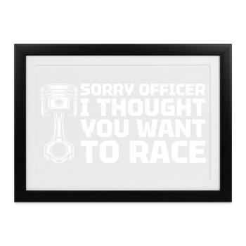 Sorry Officer Car lover car guy mechanic - Gerahmtes Poster (37 × 27 cm) - Schwarz - Vorne