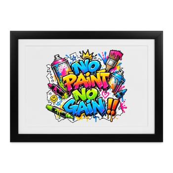 KEIN ANMALEN, KEIN WINS, Aufkleber – Graffiti, das knallt! - Gerahmtes Poster (37 × 27 cm) - Schwarz - Vorne