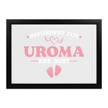 Schwangerschaftsankündigung Befördert Uroma 2027 - Gerahmtes Poster (37 × 27 cm) - Schwarz - Vorne