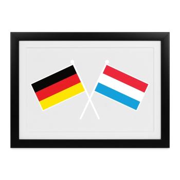 Deutschland & Luxemburg Flaggen - Verbundenheit - Gerahmtes Poster (37 × 27 cm) - Schwarz - Vorne