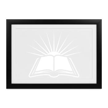 Strahlendes offenes Buch - Gerahmtes Poster (37 × 27 cm) - Schwarz - Vorne