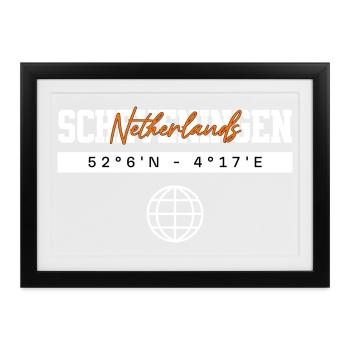 Scheveningen Niederlande Koordinaten Reise - Gerahmtes Poster (37 × 27 cm) - Schwarz - Vorne