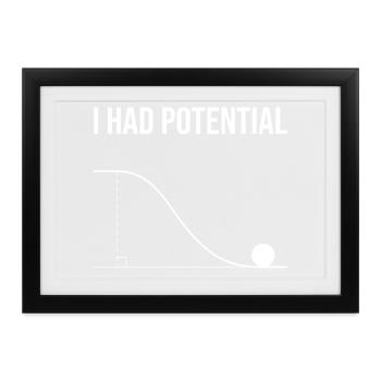 I Had Potential - Physiker & Nerd Geschenk - Gerahmtes Poster (37 × 27 cm) - Schwarz - Vorne