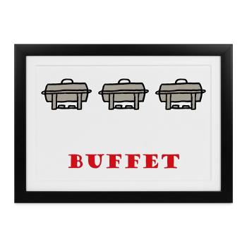 Buffet Essen Speisen-Behälter Catering - Gerahmtes Poster (37 × 27 cm) - Schwarz - Vorne
