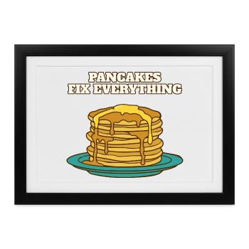 Pfannkuchen reparieren alles lustiges Frühstück - Gerahmtes Poster (37 × 27 cm) - Schwarz - Vorne
