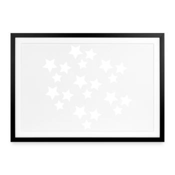 STAR. STAR. STERNE. PARTY. JAHRESTAG. WEIHNACHTEN. - Gerahmtes Poster (69 × 49 cm) - Schwarz - Vorne