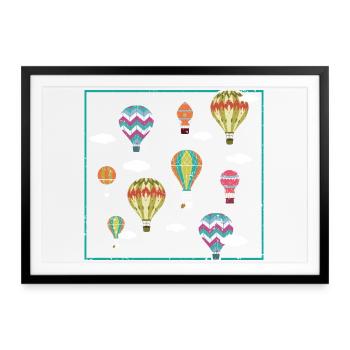 Heißluftballon-Liebhaber Ballonfahrt Luftschiffer - Gerahmtes Poster (69 × 49 cm) - Schwarz - Vorne