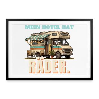 Wohnmobil - Hotel mit Rädern - Gerahmtes Poster (69 × 49 cm) - Schwarz - Vorne