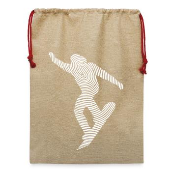 Snowboarder Fingerabdruck Snowboard - Jute Weihnachtssack  - Beige - Vorne