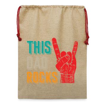 Metal Hand Devil Horns Rock and Roll Heavy Metal - Jute Weihnachtssack  - Beige - Vorne